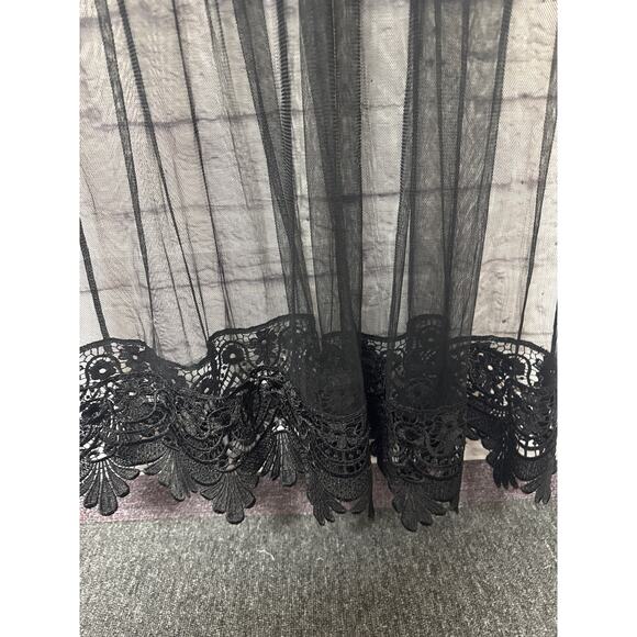 Passion Fusion Black Crushed Velvet Sheer Lace Sleeveless Witchy Maxi Dress MED - Picture 3 of 5
